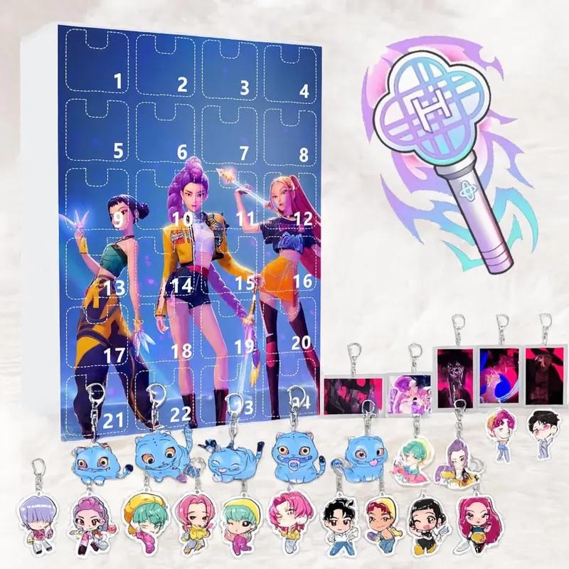 Kpop Lovci démonů Akrylová klíčenka, Vánoční adventní kalendář Slepá krabička s 24 překvapeními, Přívěsek na tašku na batoh Dárek pro fanoušky