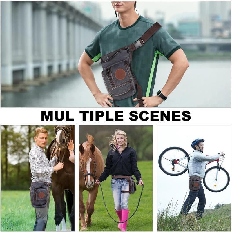 Men's Motorcycle Bag Waterproof Portable Canvas Motorcycle Drop Leg Bag Multifunctional Outdoor Sport Riding Waist Shoulder Bag