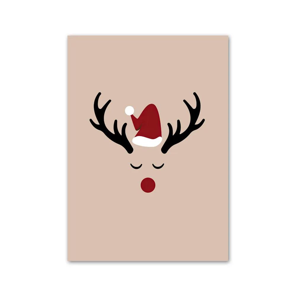 

1PC Snowflake White Bear Elk Christmas Tree Flower Posters Prints Canvas Painting Nordic Merry Christmas Wall Art for Home Decor 21X30CMNo Framed