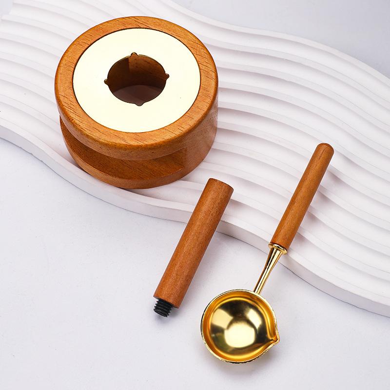3PCS/Pack Wax Sealing Kit Melting Furnace Tool Wax Seal Warmer, Wax Seal Stamp Set with Wax Melting Spoon for Melting Wax Seal