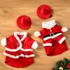 Red Crochet Santa Geese Costume Soft Yarn Outfit Seasonal Yard Decoration Handcrafted Santa Geese Costume