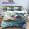 Cute Crocodile Pattern Bedding Home Decoration Birthday Gift (1 * Duvet Cover + 2 * Pillowcase, Without Core)
