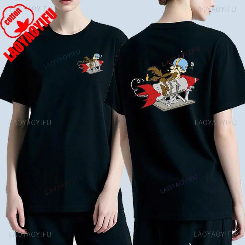Wile E Coyote Cartoon Zweiseitig Bedrucktes T-Shirt Unisex Mode Y2k T-Shirt Klassisch Manga Grafik Baumwoll-T-Shirts Sommer Camisetas top