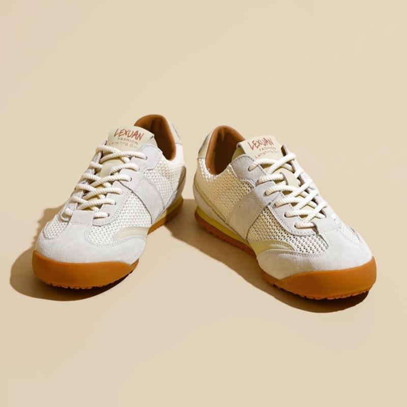 Soft leather version~ Flat-bottomed German training shoes for women's 2025 spring new models, not tired feet, mesh breathable and versatile casual For