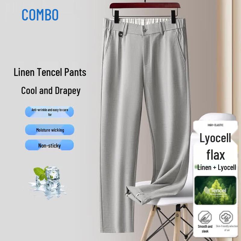 Kangbo Men s Breathable Linen Blend Straight-Leg Casual Pants XL