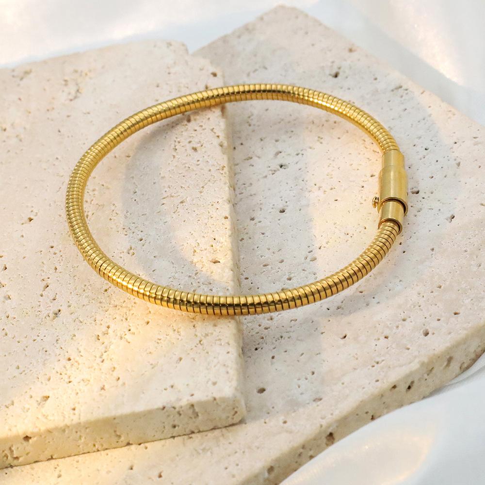 Titanium Steel Elastic Snake Chain Bracelet Female Personality Versatile Press Buckle Titanium Steel Hand Jewelry