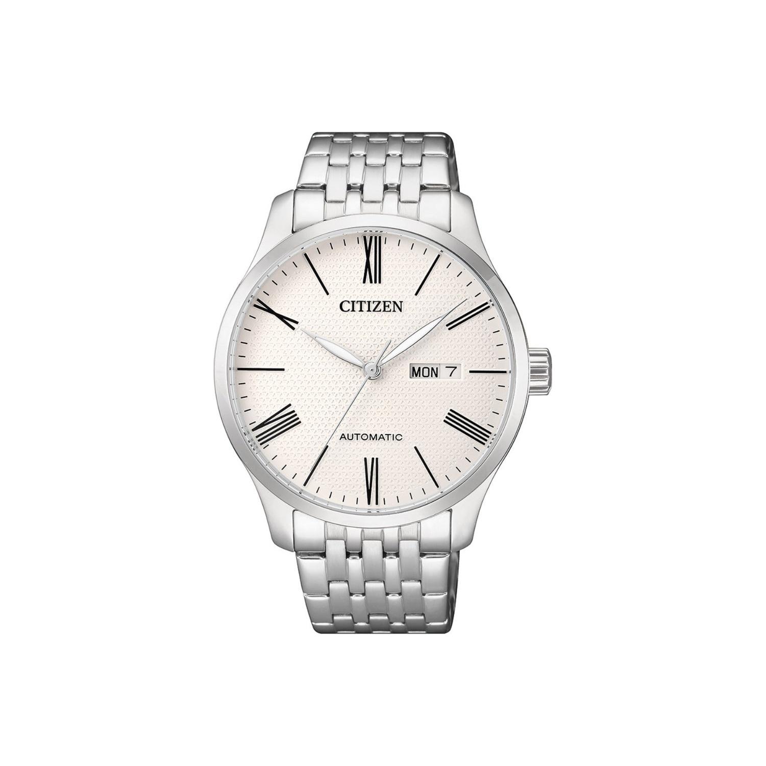 CITIZEN Classic Mechanical Automatic Mechanical Movement Stainless Steel Strap Watch Men s Watches NH8350-59A Ivory White Watch Dial