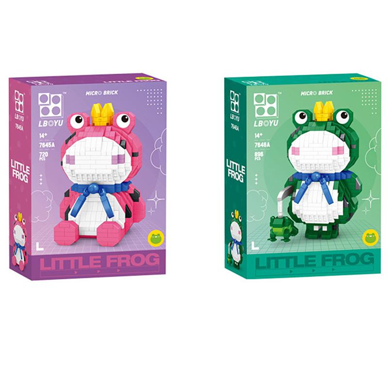 New Frog Prince Assembled Building Blocks Micro Particles DIY Gift 7645A-7646A Frog Cartoon Cute Ornament