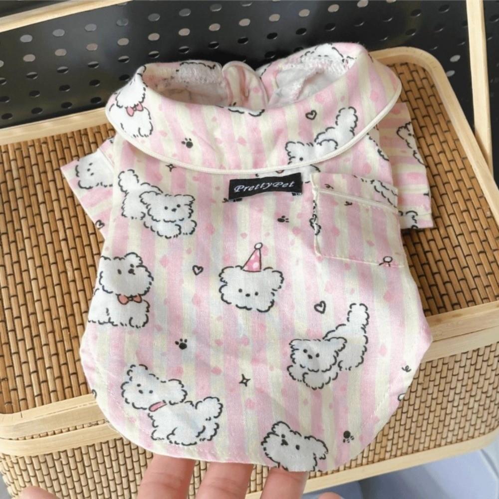 

Blue Pink Dog Sleepwear Breathable Pet Home Clothes New Short Sleeve Wear Indoor Wear M розовый