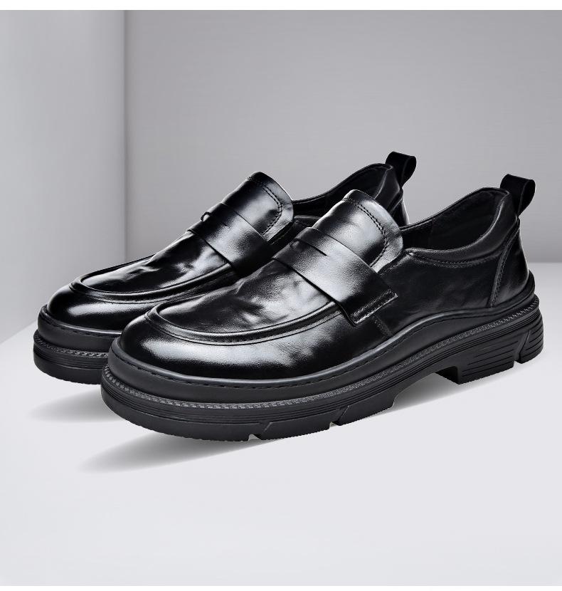 Fashion Increase Platform Shoes for Men Fashion Casual Spring Autumn New Designer British Scratch Prints Business Leather Shoes Man