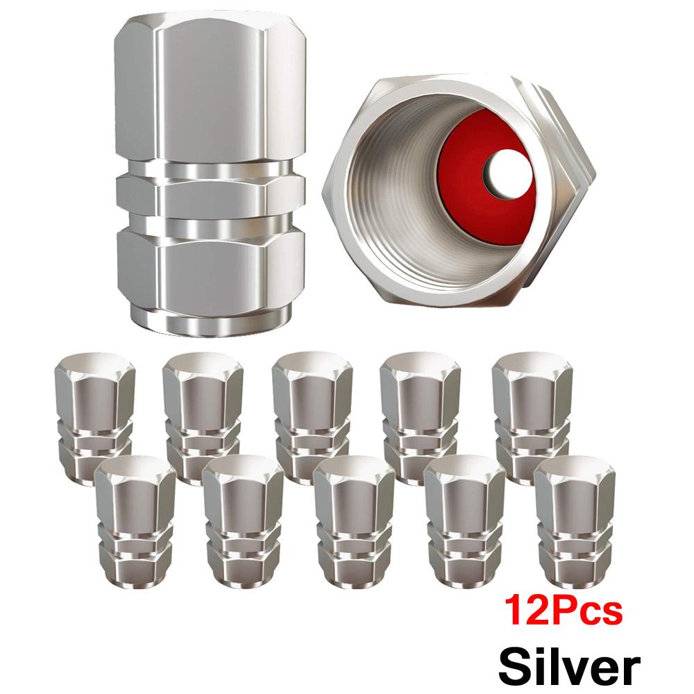 AUTCOAT Aluminum Alloy Car Wheel Tire Valve Caps Tyre Rim Stem Covers Car Dustproof Tire Cap For Cars Motorcycles Trucks Bikes Stem Caps1