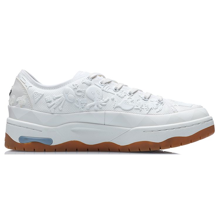 Li Ning CF Tracing Non-Slip Wear-Resistant Lightweight Low-Top Skate Shoes Unisex Skate Shoes Cloud-White AGLR216-1