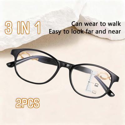 1/2pcs 3-in-1 Progressive Reading Glasses for Women Computer Reading Glasses with Prescription Strengths +1.0 To +3.0