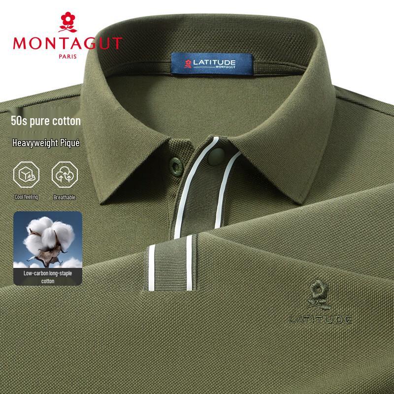 MONTAGUT Men's Summer Long-Staple Cotton Cooling Polo Shirt