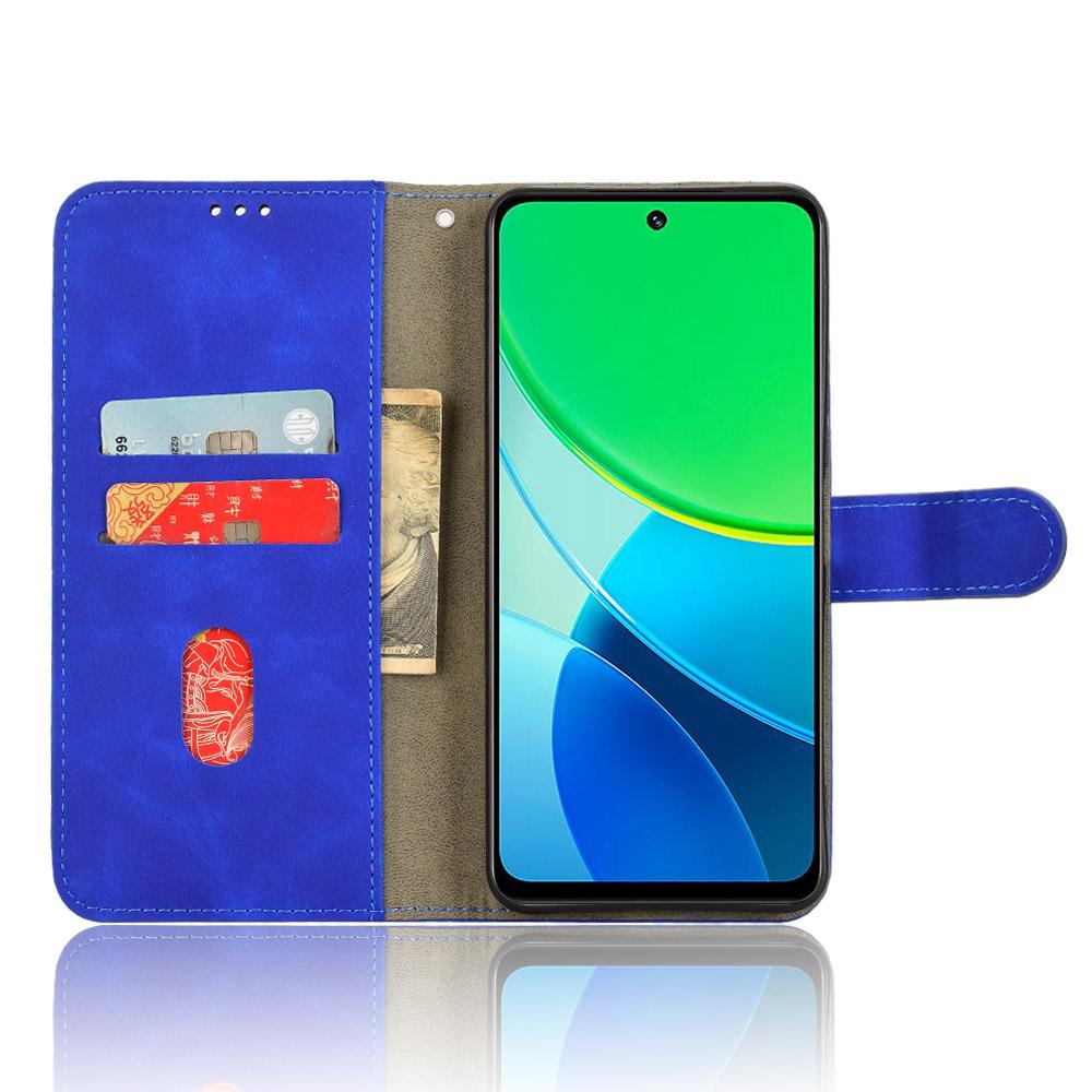 For vivo Y19s 4G Leather Case Skin-Feel Anti-Drop Wallet Flip Phone Cover