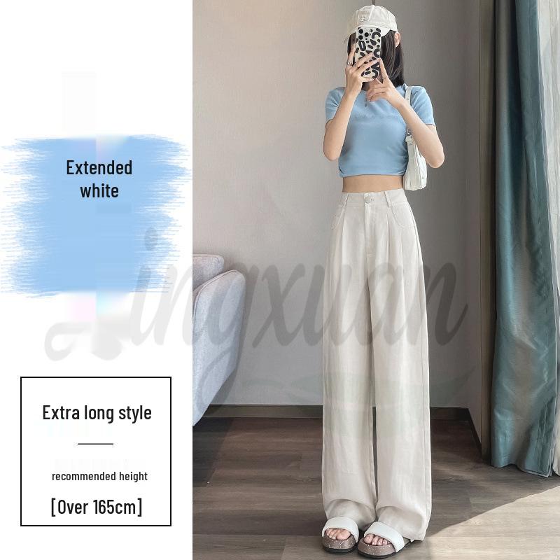 2026 Summer Women s High-Waist Ice Silk Cotton Linen Wide-Leg Pants - Yamamoto Style L