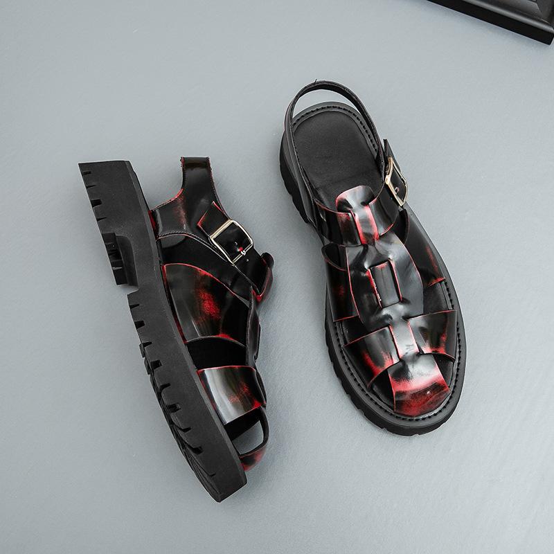 

Men s platform sandals 46 large size summer new hollow leather shoes fashion men s business casual shoes 46
