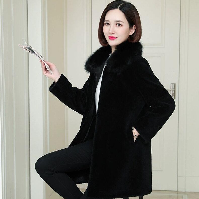 

Куртка из искусственного меха норки женская осенне-зимняя новая большого размера куртка из искусственного меха утолщенный и тонкий воротник из искусственного меха лисы 4XL 155-85kg чёрный