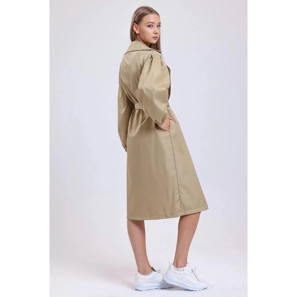 Trenci cu mânecă cu balon, legat în talie