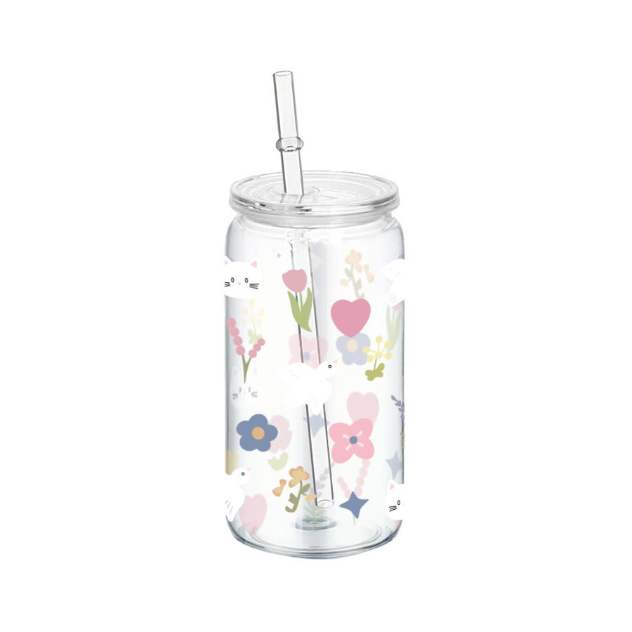 16oz Reusable Plastic Cup with Straw Lid Cute Bow Cherry Water Bottle Iced Coffee Juice Milk Mason Cups Drinkware Holiday Gifts