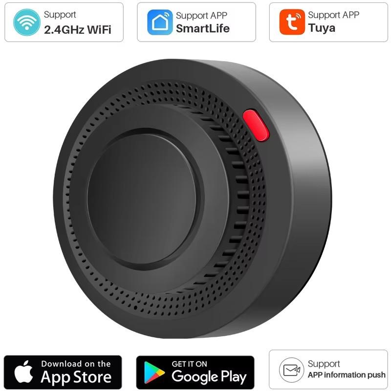 Умный датчик дыма Tuya WiFi - Черный Black