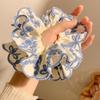 Bow Elastic Hair Bands Blue Embroidery Large Hair Scrunchies Sweet Exaggerated Hair Rope  Ladies