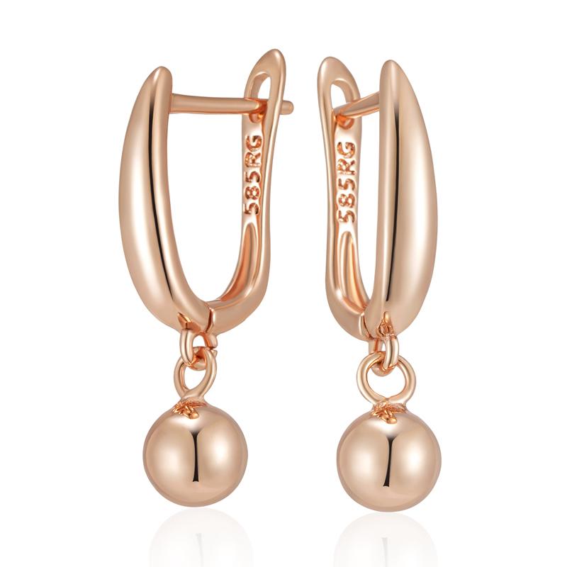 

Simple Smooth Round Ball Dangle Earrings For Women Rose Gold Color Personality Trendy Daily Jewelry Girls Accessories