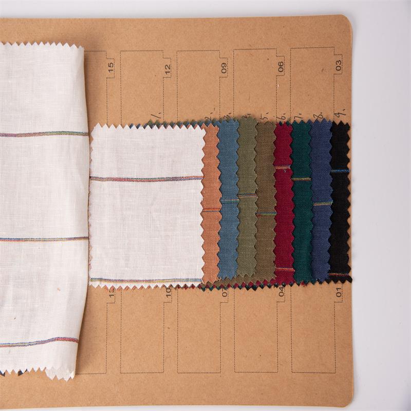 High Quality 100% Pure Linen Fabric #6631 Stripe Pattern 156g Fashion for Shirts in Stocks