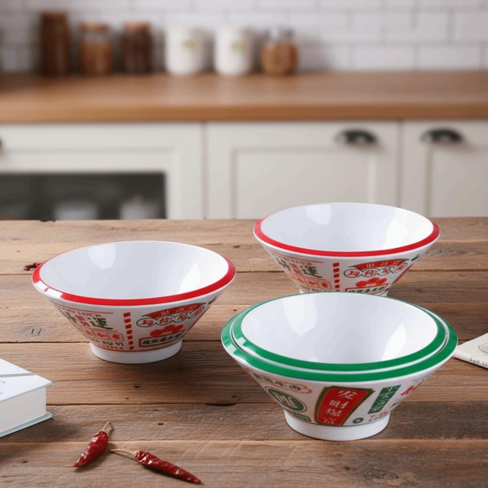 Thickened Melamine Noodle Bowl Imitation Porcelain Conical Rice Bowl Durable Ramen Bowl Restaurant