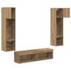 LED TV Wall Unit Wall Mounted 6 Pcs Artisan Oak Wood Based Panel