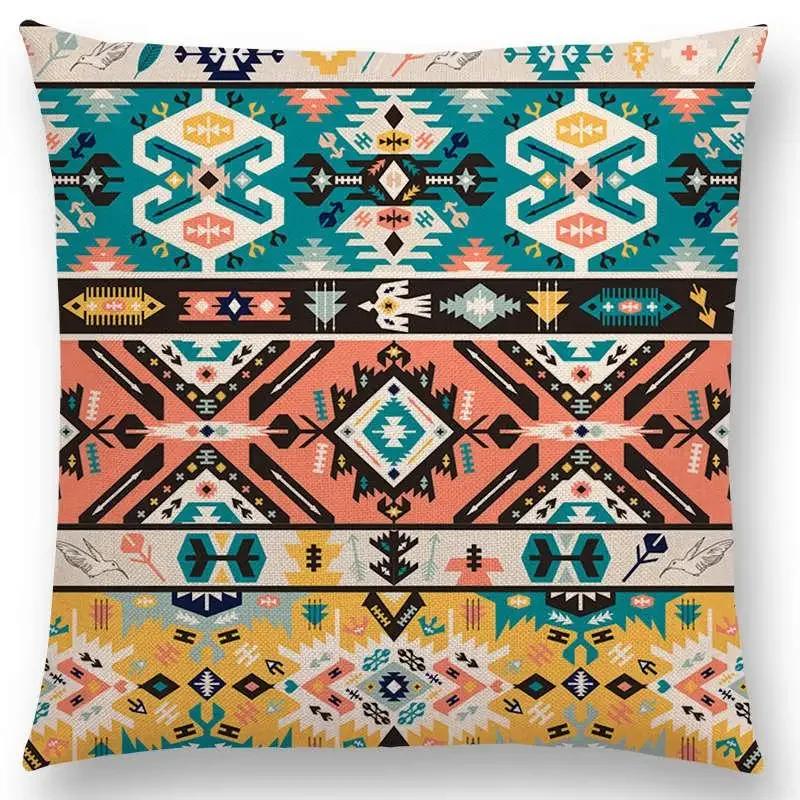 Colorful Seamless Aztec Decorative Prints Sofa Throw Pillow Case Fancy Abstract Geometric Vector Pattern Tribal Cushion Cover