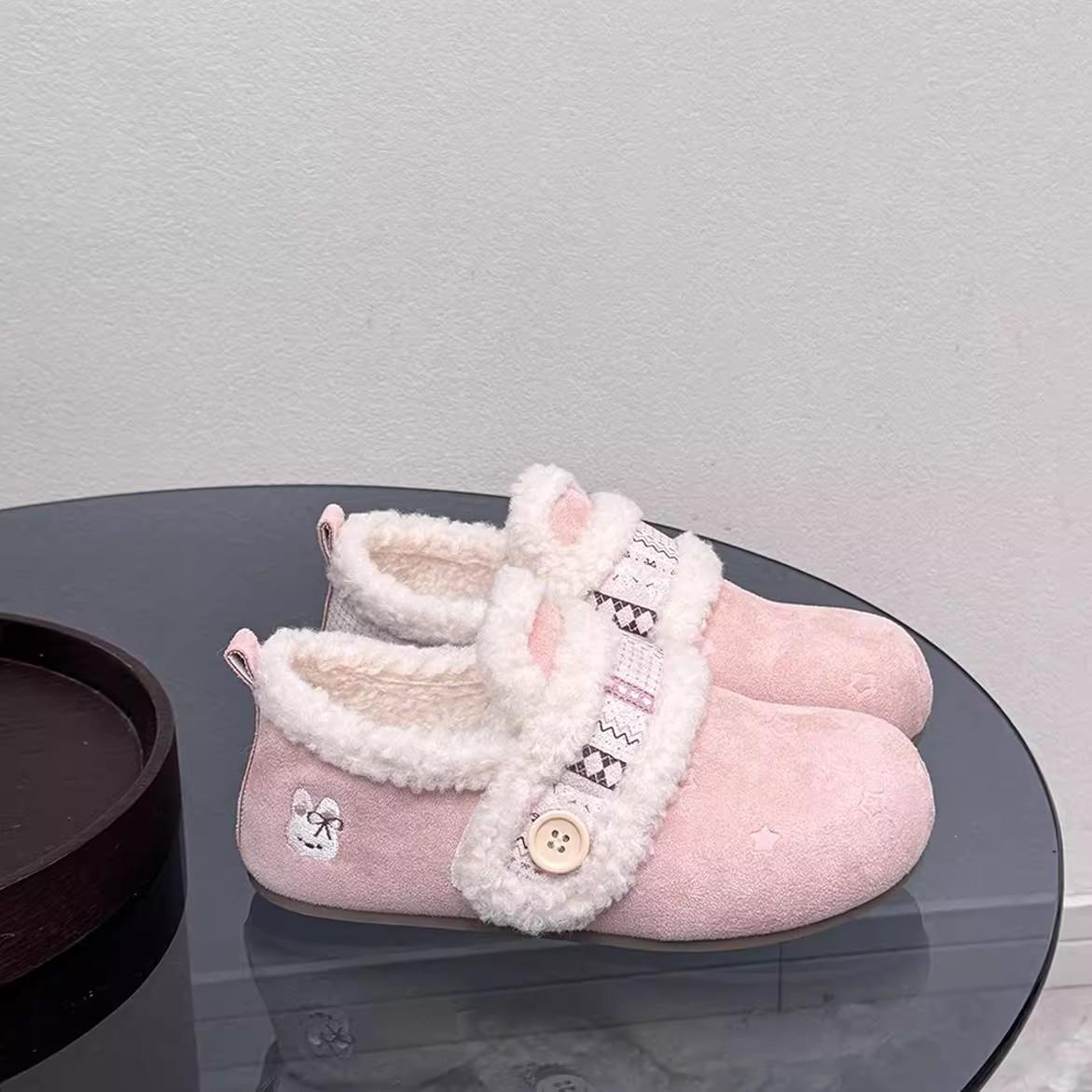 

Women s thick-soled cartoon winter lightweight warm anti-cold padded snow boots non-slip wear-resistant casual sneakers cotton boots fur shoes 40 розовый