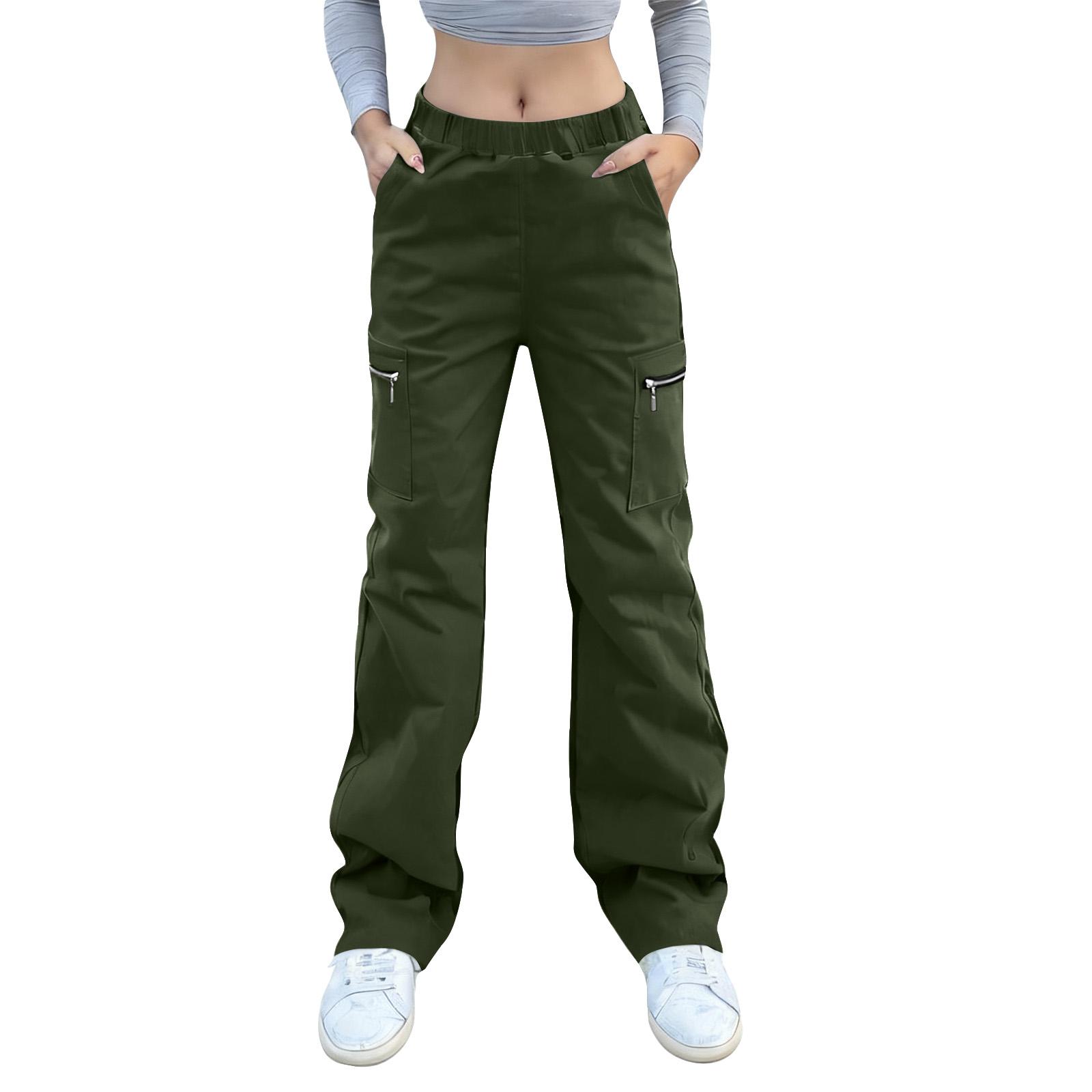 

Women s Elastic Waist Button Cropped Trousers Summer Elegent Business Work Pants Wiht Pockets M