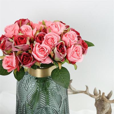 24 Pcs/lot Rose Artificial Flowers Wedding Bouquet Silk Rose Flower for Home Party Decoration Fake Flowers