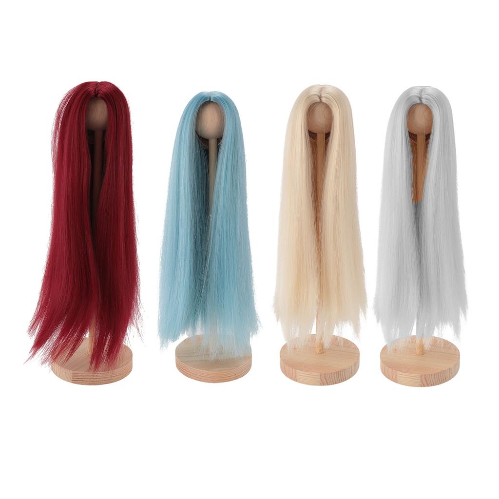 Doll Wig Professional DIY Hand Crafted Soft Heat Resistance Middle Part Long Straight Doll Wig for D