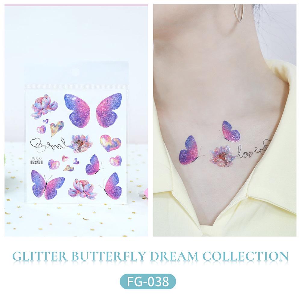 Ruikalong Waterproof Long-Lasting Glitter Butterfly Tattoo Sticker for Children's Makeup