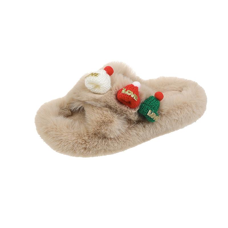 

Cartoon cute home cotton slippers women s 2025 casual flat bottom outer wear household non-slip comfortable fluff one-word drag 40