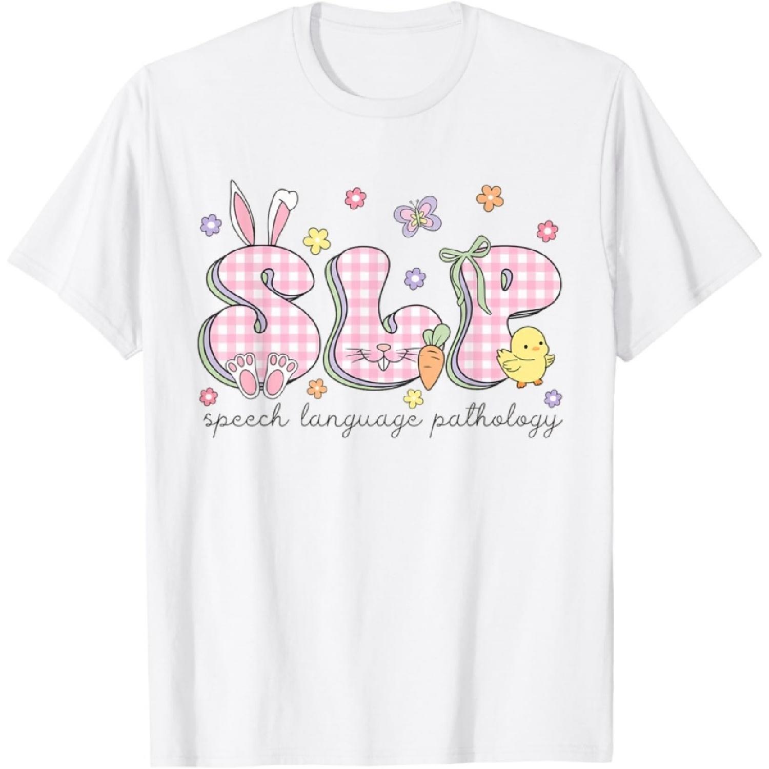 

SLP Easter Speech Language Pathology Spring Speech Therapist T-Shirt XXXXXL білий