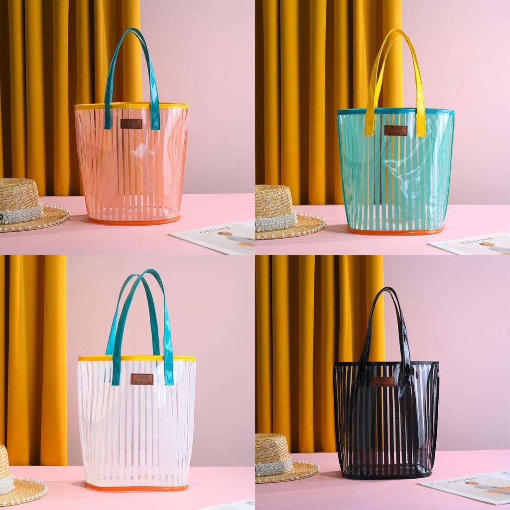 Pvc Transparent Tote Bag With Large Capacity For Beach And Swimming Pool Use