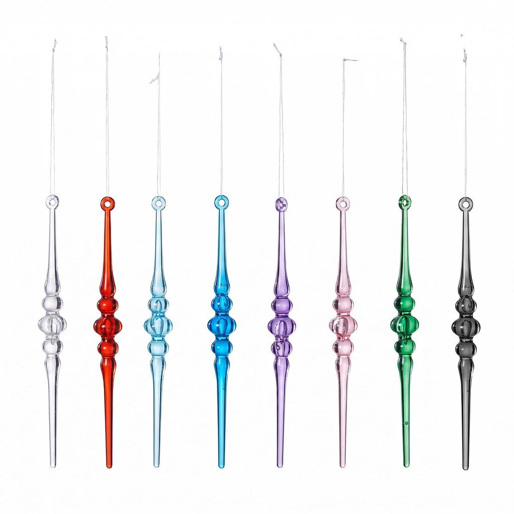 12 Pcs Multi-color Acrylic Icicle Ornament Set for Christmas Tree Decorations