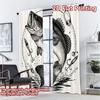 2D FLAT PRINTING 2pcs Curtains (Without Rod) Jumping Bass Illustration Light Filtering Popular Curtains Polyester Easy Install
