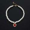 Luxury Pearl Pet Collar Pet Cat Dog Collar Love Pendant Pet Supplies Love Crystal Collars Kitten Collars Cat Necklace
