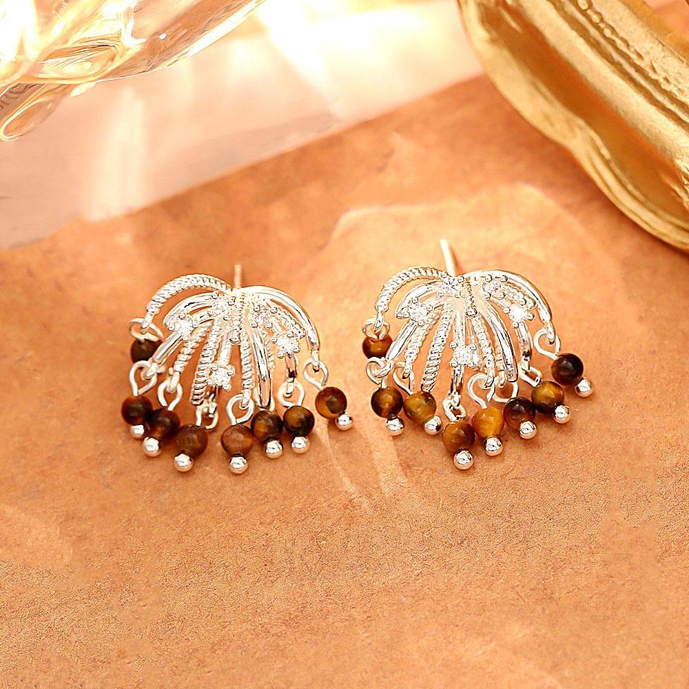 

Irregular Metal Fireworks Earrings Rhinestone Exaggerated Earrings Crystal Tassel Earrings Gift коричневый/серебряный