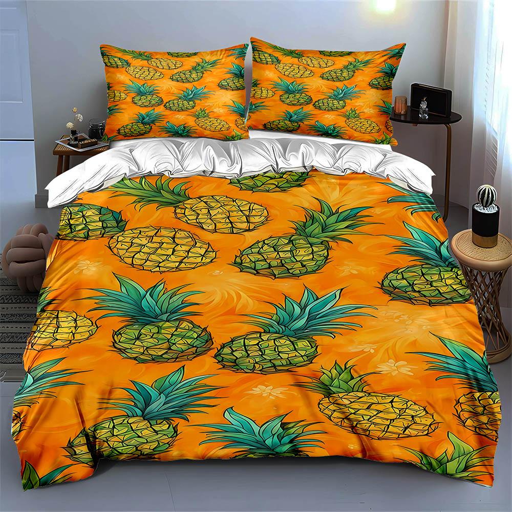 Pineapple tropical print. Bedding Duvet cover sets Duvet covers Pillowcases gifts (1 * Duvet Cover 2 * Pillowcases, without duvet insert)