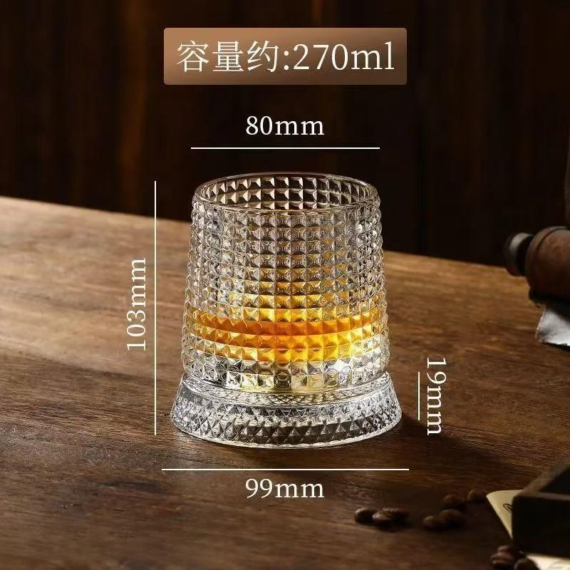 

Fun Whiskey Rotating 360 Degree Crystal Rum Glass with Base Cocktail Party Exclusive Drinking Glass Gift for Friends and Family 1PCS