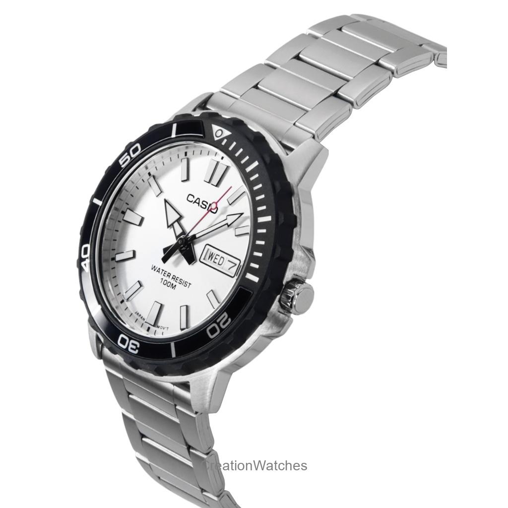 Casio Montre Homme Standard Analogique Acier Inoxydable Cadran Argent Quartz MTD-125D-7AV 100M