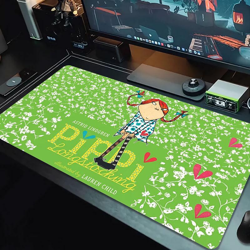 Pippi Longstocking Large Size Mouse Pad Large Gaming Table Cushion Non-slip Laptop Tablet Big Mousepad XXL Mat Mini PC Playmat With Lock Edge