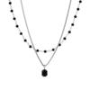 Double Layer Black Diamond Pendant Clavicle Necklace - Sweet & Spicy Style, High-End Light Luxury for Women