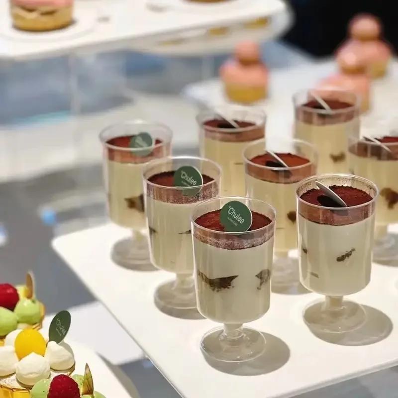 10/20/30 Stück Einweg-Dessertbecher Runde Öffnung Kunststoff Joghurt Mousse Kuchen Für Geburtstagsfeier Vorspeise Hochzeit Schokoladenbecher