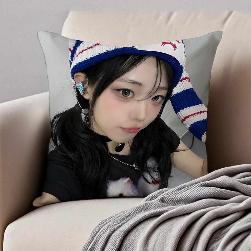 Popular Kpop Idol QWER HHina Jang Nayoung Cushion Cover Pillowcase Antidustmite Invisible Zipper Short Plush Sofa Cushion